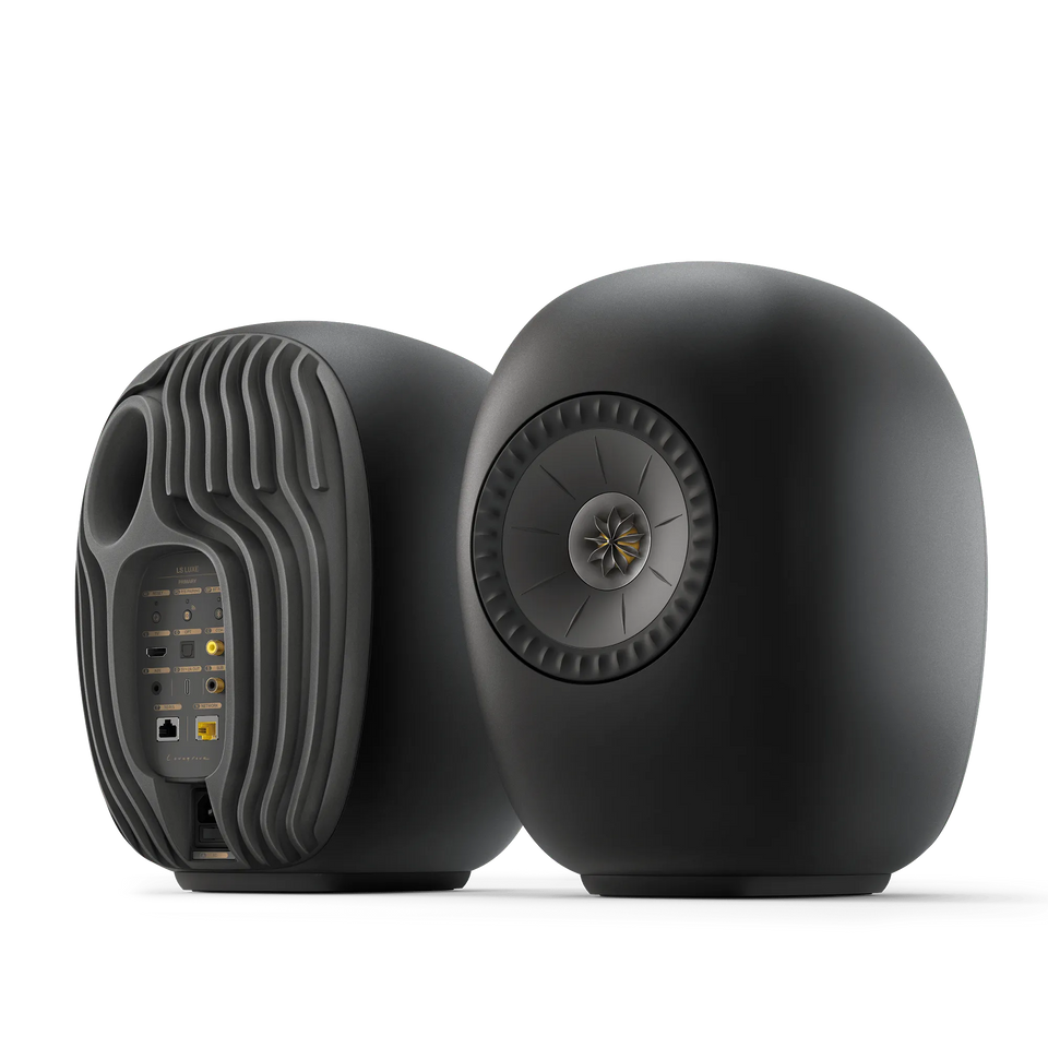 KEF LS LUXE Premium Wireless Loudspeaker System - Front and Rear view - Eclipse Black