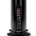 Rear of a Linn 343 PWAB - Showing three pairs of binding posts for the externally amplified array together with an XLR connection for the active bass section.

An Exakt Link connection is also provided for compatible external Exakt operation.