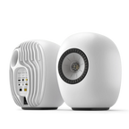 KEF LS LUXE  Premium Wireless Loudspeaker System - Front and Rear view - Mineral White Finish