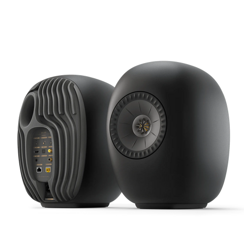 KEF LS LUXE  Premium Wireless Loudspeaker System - Front and Rear view - Eclipse Black