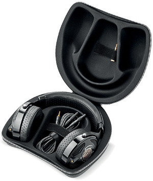 Focal Utopia Headphone in its carefully finished grey, light, rigid carrying case. 