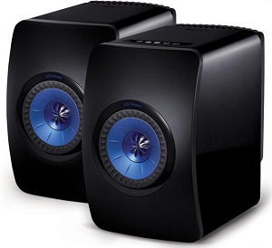 KEF LS50 Wireless Loudspeakers - Gloss Black cabinet / Blue drive unit