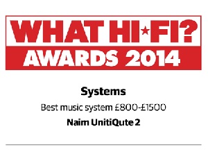 Naim UnitiQute 2 All-in-one Player; winner of 2014 What Hi-Fi Awards; Best music System 800 - 1500. 
