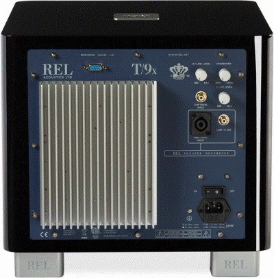 REL T/9x (T9x) Subwoofer - High Gloss Black - Rear Connection Panel