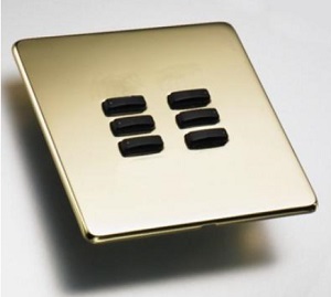 Rako WCM-060 (WCM060) 6 Button Module Electronics Polished Brass