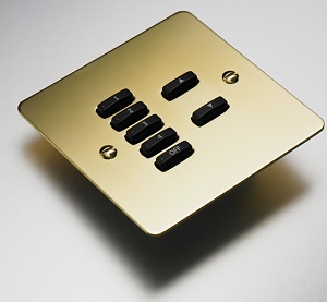 Rako WCM-070 (WCM070) 7 Button Module Electronics Polished Brass