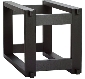 TonTrger Speaker Stand for Harbeth C7 Loudspeaker - Stand on its side showing logo, extended tenons and ToneBed.   