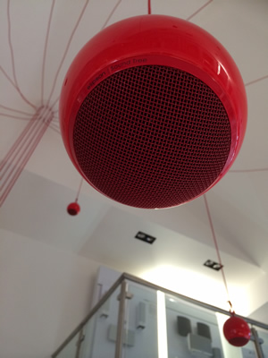 Elipson Sound Tree installed in our showroom - Close up of one of the 12 fruits (speaker)