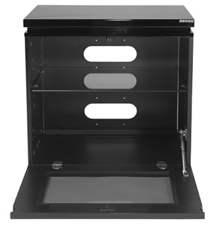 Gecko Reflect 550-GB Gloss Black AV Cabinet - Open