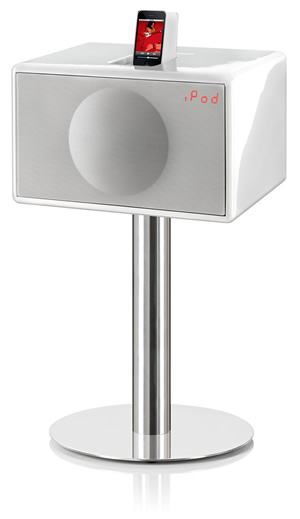 Geneva Model L in White shown on Floor Stand