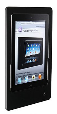 iRoom iDock Portrait in-wall iPad Docking System shown in black - Closed