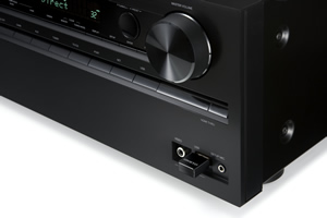 Onkyo UWF-1 Wireless LAN Adapter shown connected to Onkyo AV Receiver