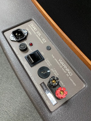 Quad ESL-63 Electrostatic Loudspeakers - rear connection panel, close-up
