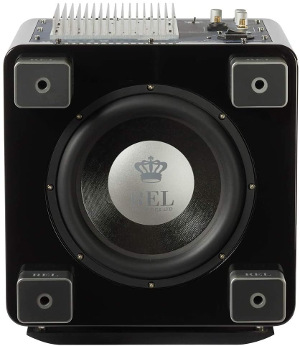 REL T/7x Subwoofer - Underside showing down firing 10 inch passive driver 