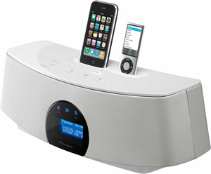 Pioneer XW-NAC3-W (XWNAC3W) Double iPod Speaker System - Side Shot